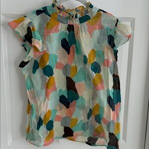 THML Multicolor Ruffle Sleeve Blouse